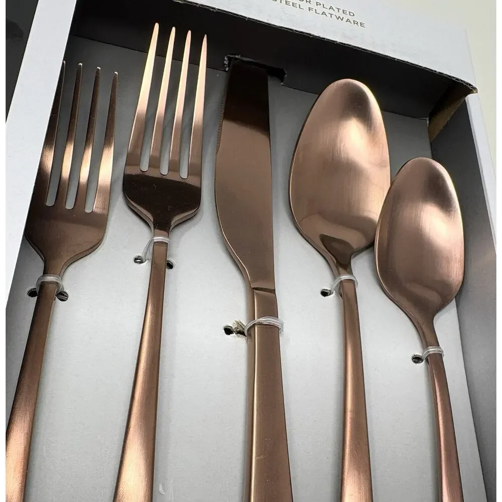 Cambridge Silversmiths Poet Copper Satin 20 Pc. Flatware Set for 4 Titanium